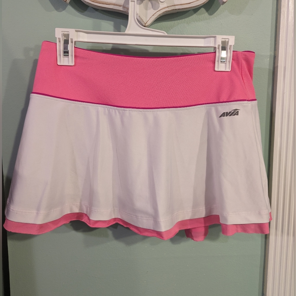Pink and White M Tennis Skort
